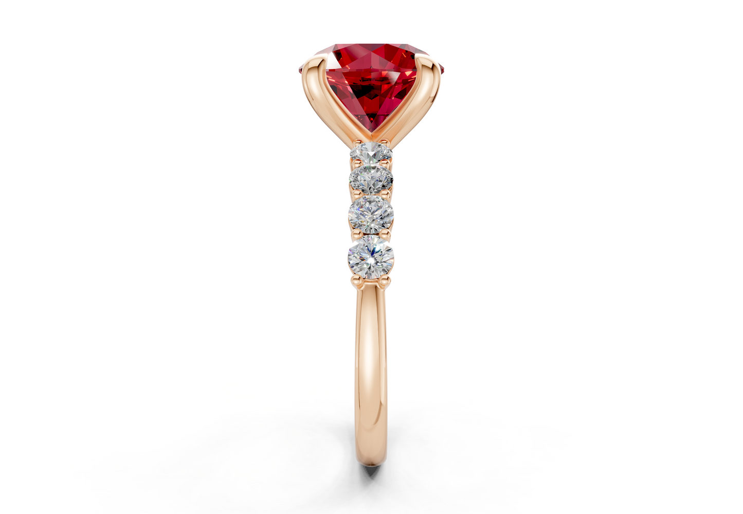 Arabella Ruby Gemstone Accent Round Cut 2mm Engagement Ring