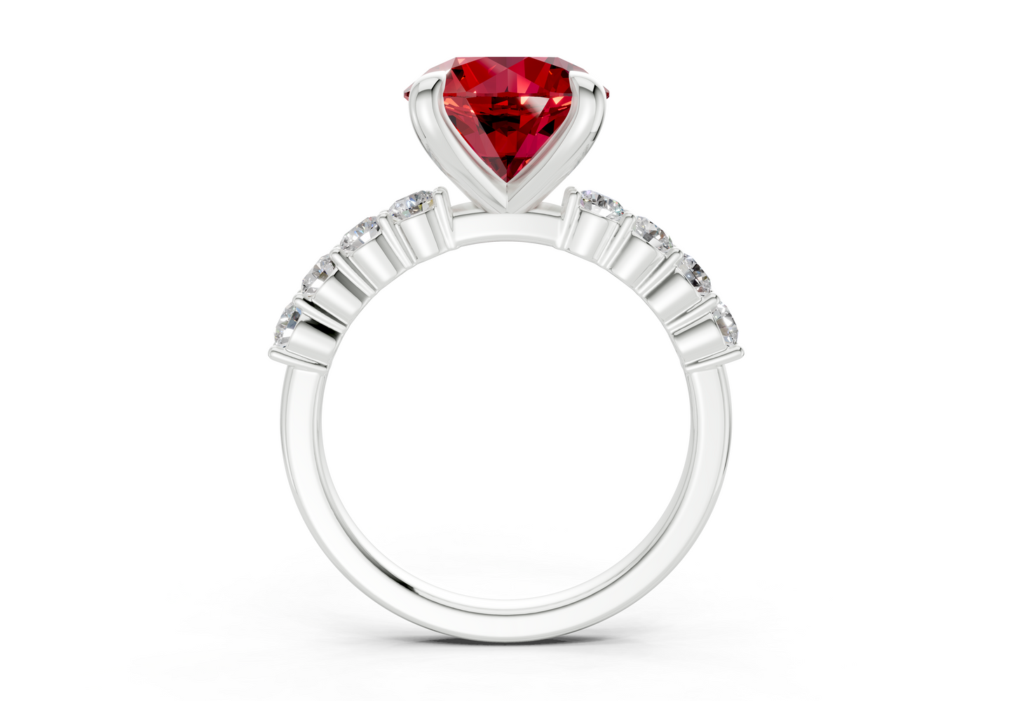 Arabella Ruby Gemstone Accent Round Cut 2mm Engagement Ring
