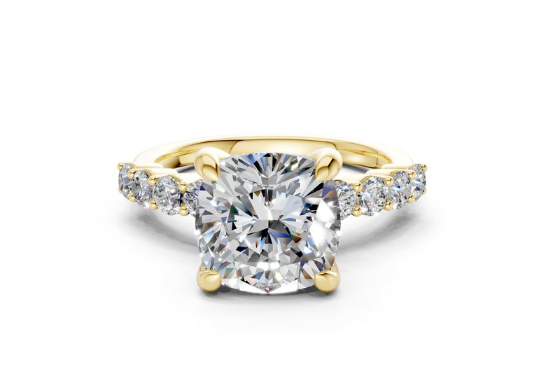 Arabella Diamond Accent Cushion Square Cut 2mm Engagement Ring