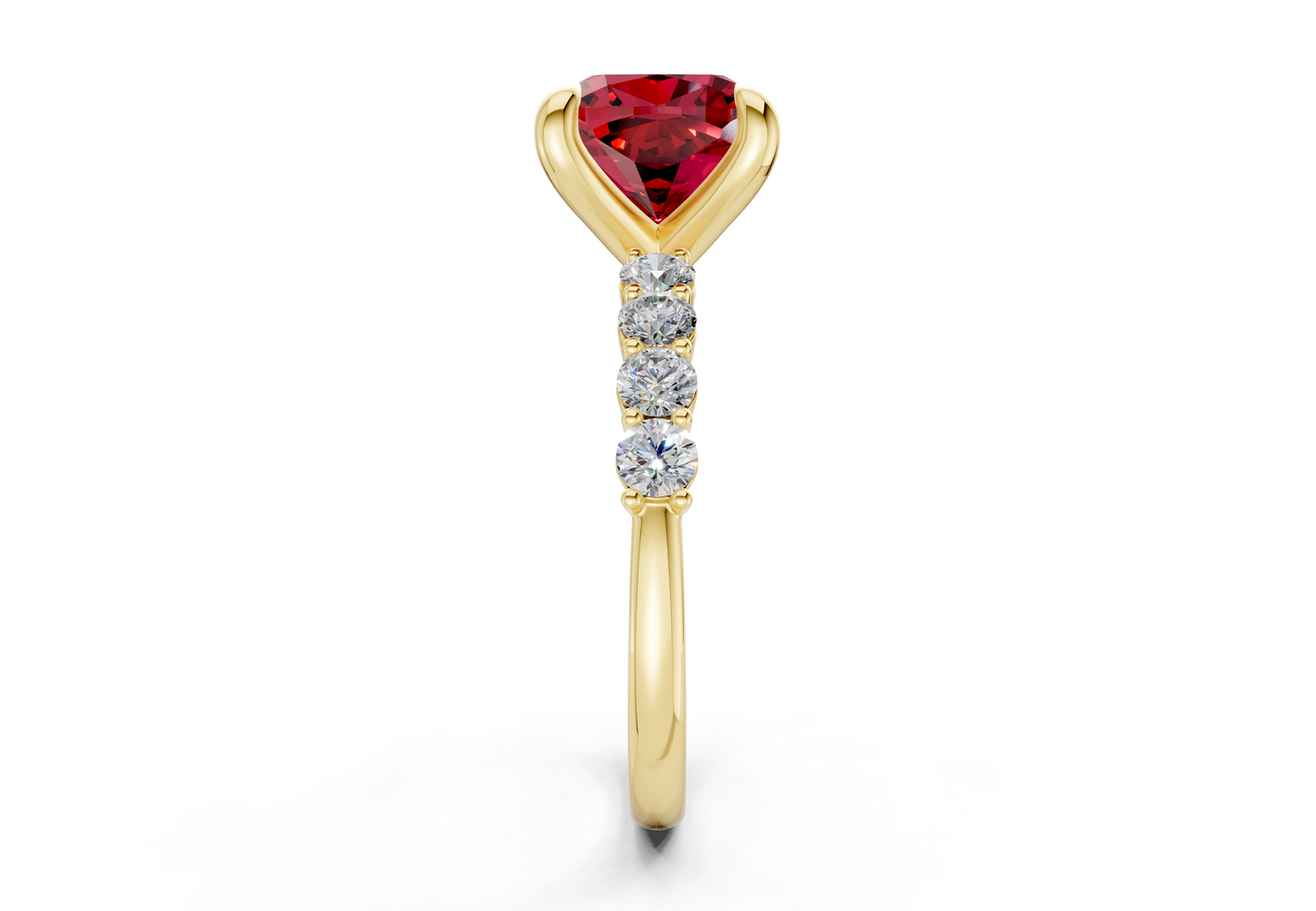 Arabella Ruby Gemstone Accent Cushion Square Cut 2mm Engagement Ring