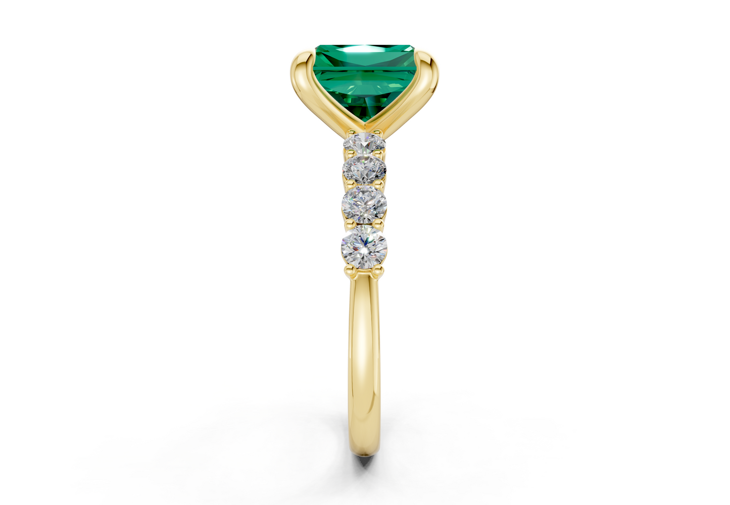 Arabella Emerald Gemstone Accent Radiant Square Cut 2mm Engagement Ring