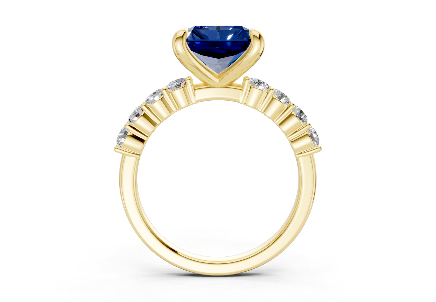 Arabella Sapphire Gemstone Accent Radiant Square Cut 2mm Engagement Ring