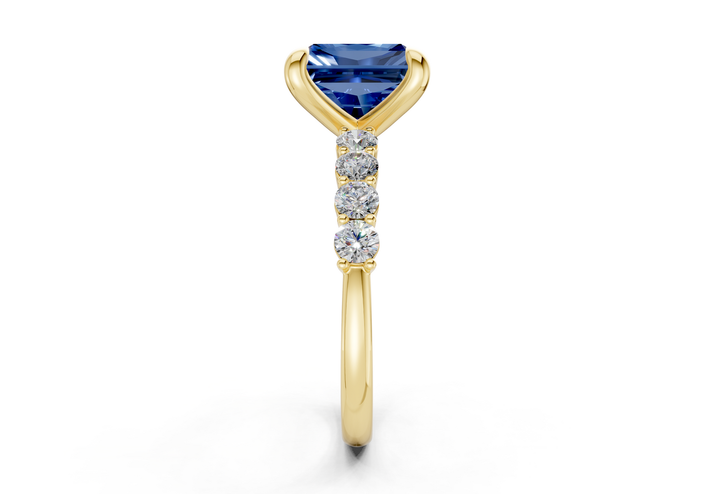 Arabella Sapphire Gemstone Accent Radiant Square Cut 2mm Engagement Ring