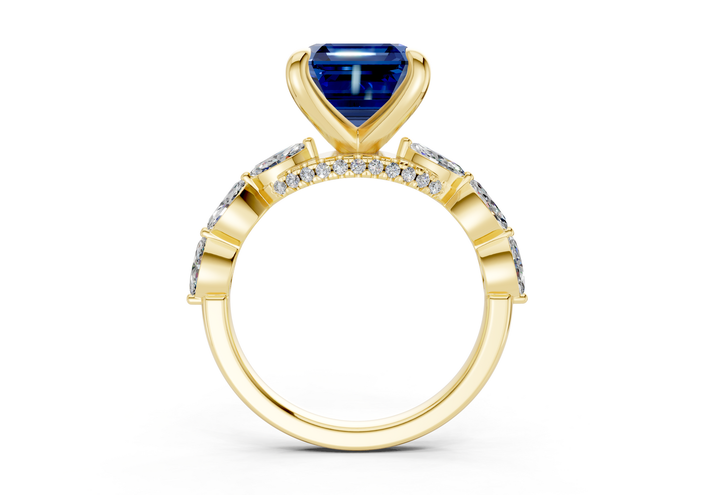 Liana Sapphire Gemstone Accent Asscher Cut 2mm Engagement Ring