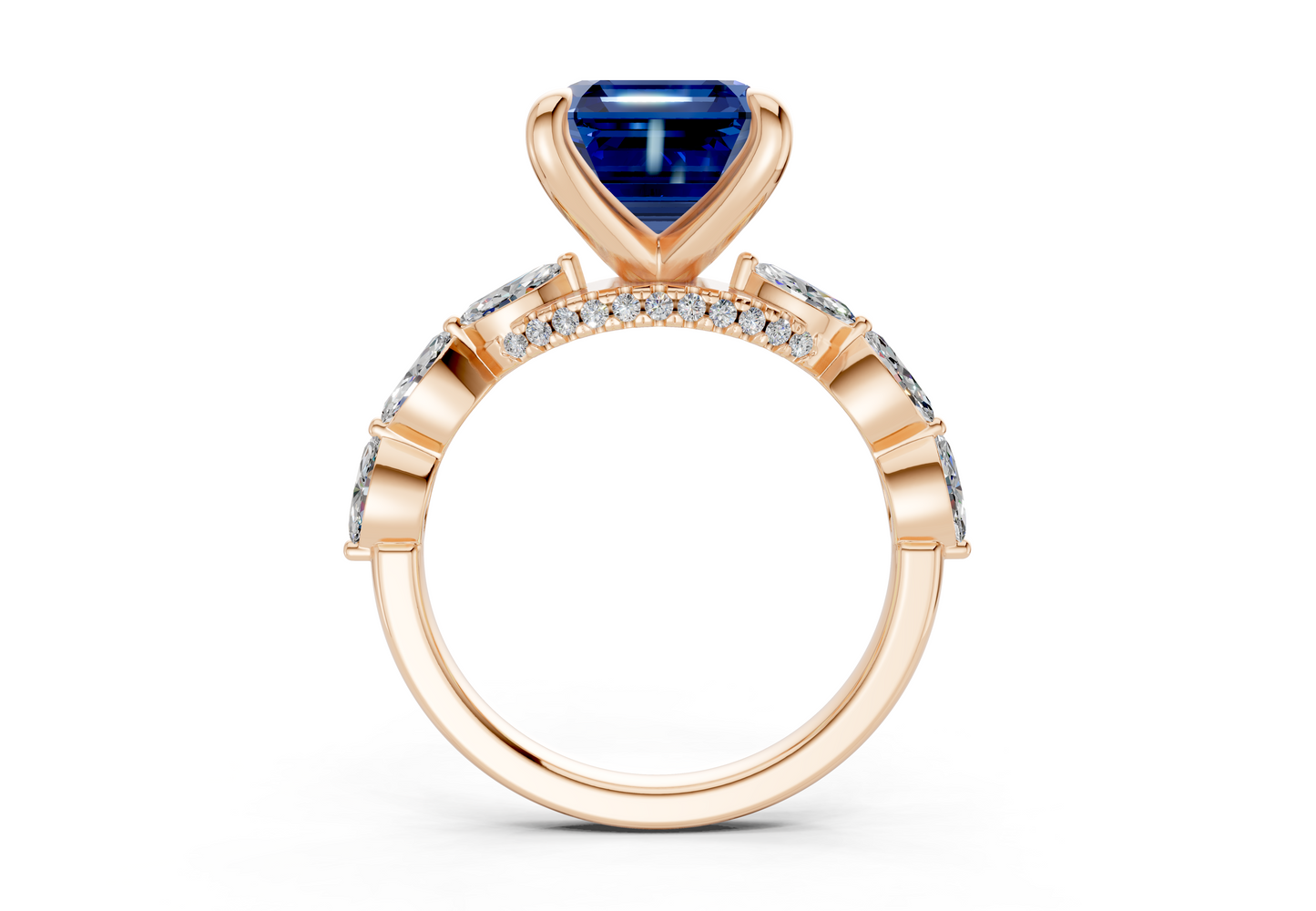 Liana Sapphire Gemstone Accent Asscher Cut 2mm Engagement Ring