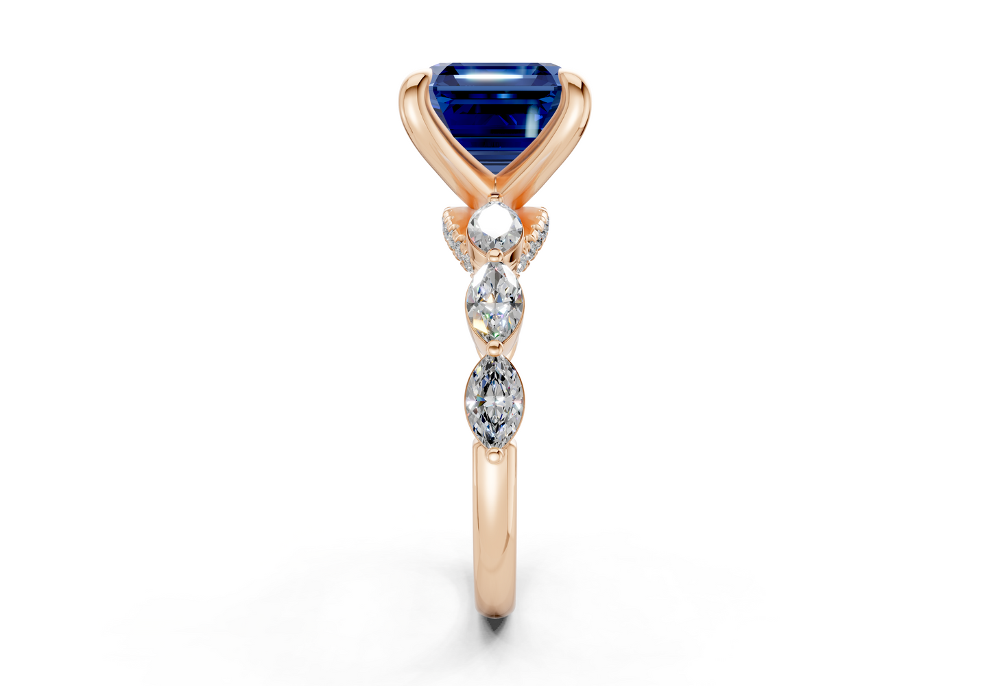 Liana Sapphire Gemstone Accent Asscher Cut 2mm Engagement Ring