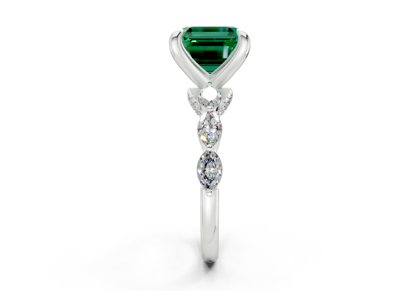 Liana Emerald Gemstone Accent Asscher Cut 2mm Engagement Ring
