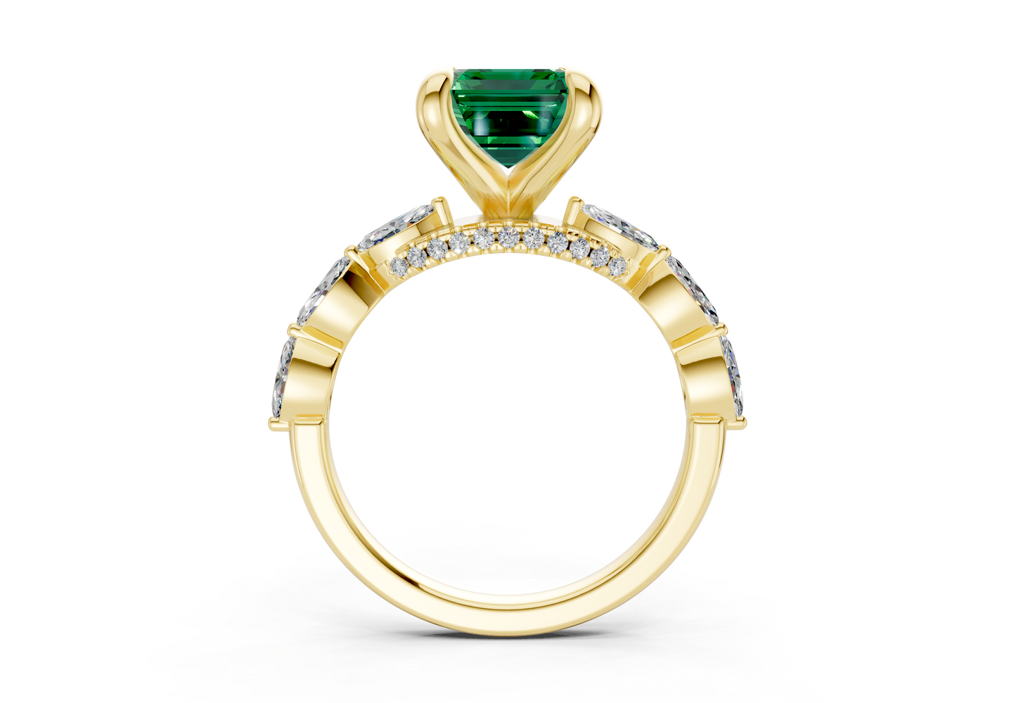 Liana Emerald Gemstone Accent Emerald Cut 2mm Engagement Ring