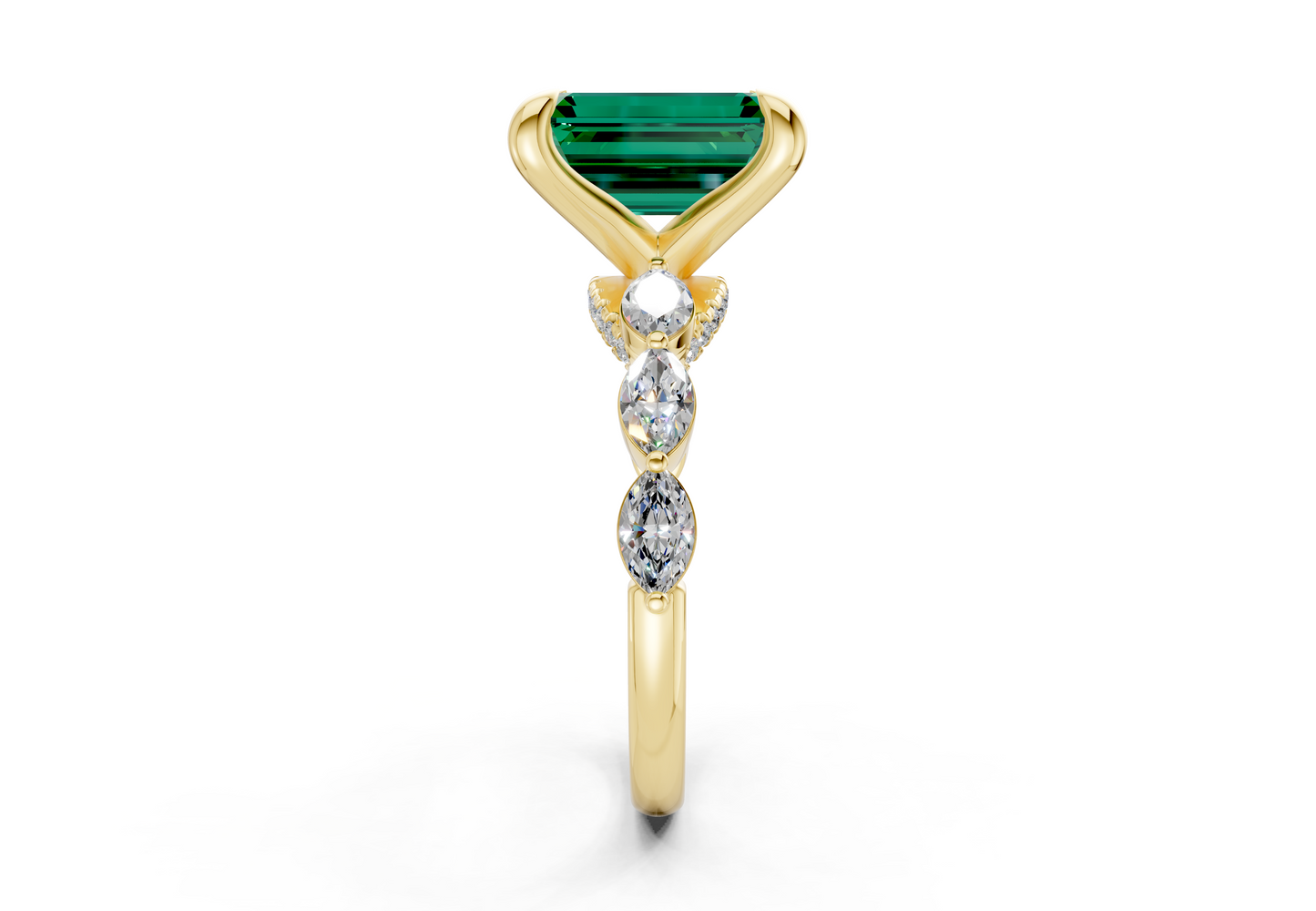 Liana Emerald Gemstone Accent Emerald Cut 2mm Engagement Ring