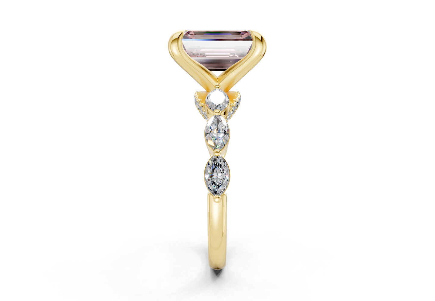 Liana Pink Diamond Accent Emerald Cut 2mm Engagement Ring