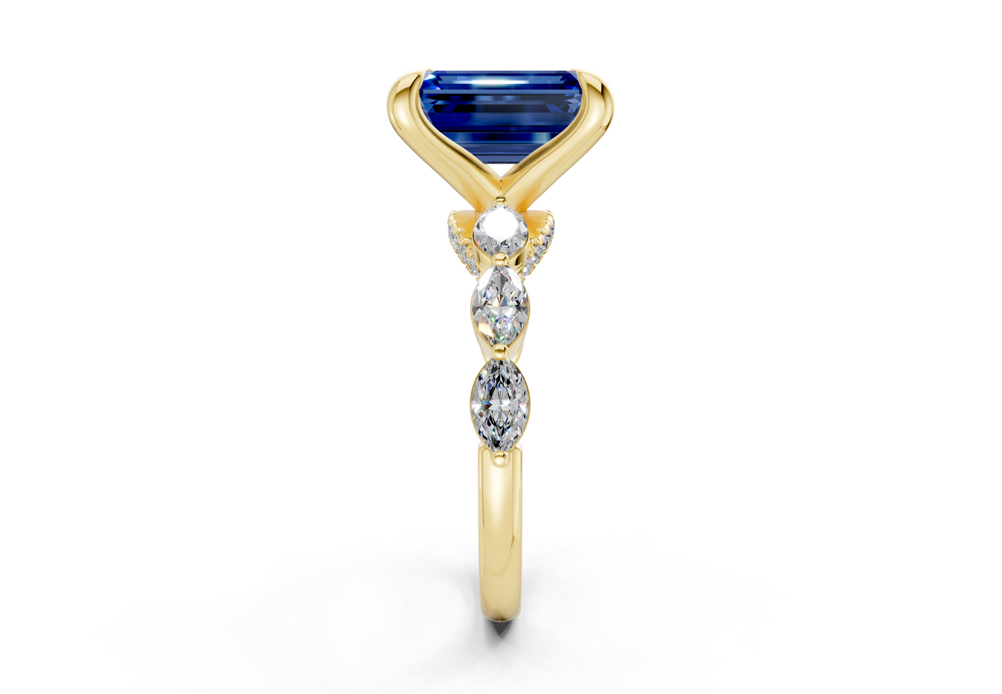 Liana Sapphire Gemstone Accent Emerald Cut 2mm Engagement Ring