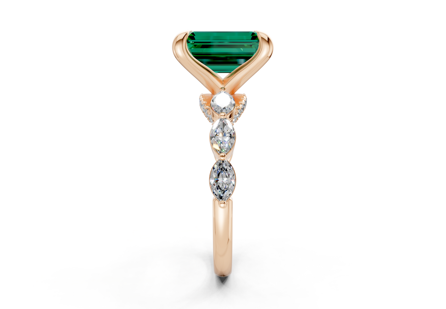 Liana Emerald Gemstone Accent Emerald Cut 2mm Engagement Ring