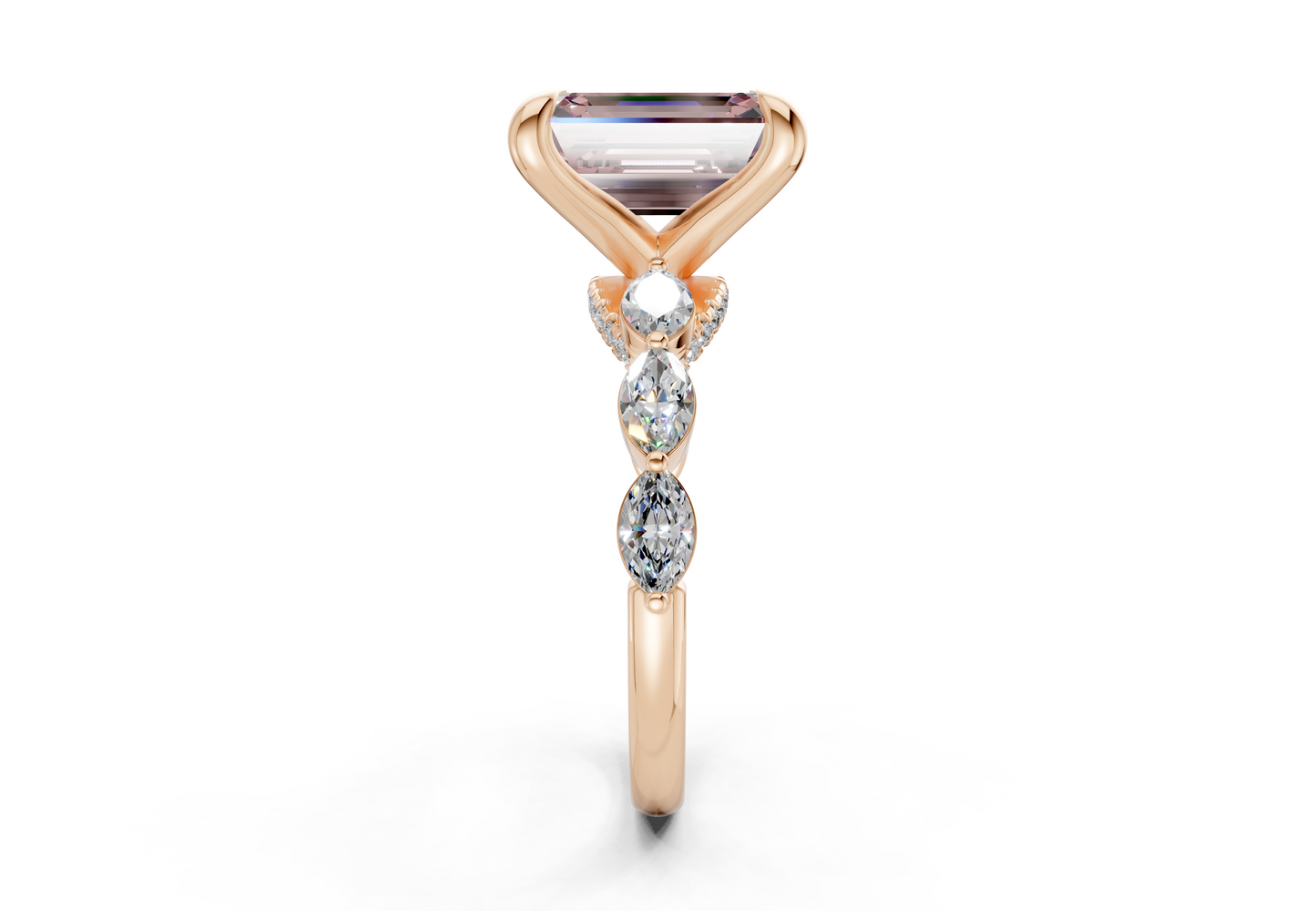 Liana Pink Diamond Accent Emerald Cut 2mm Engagement Ring