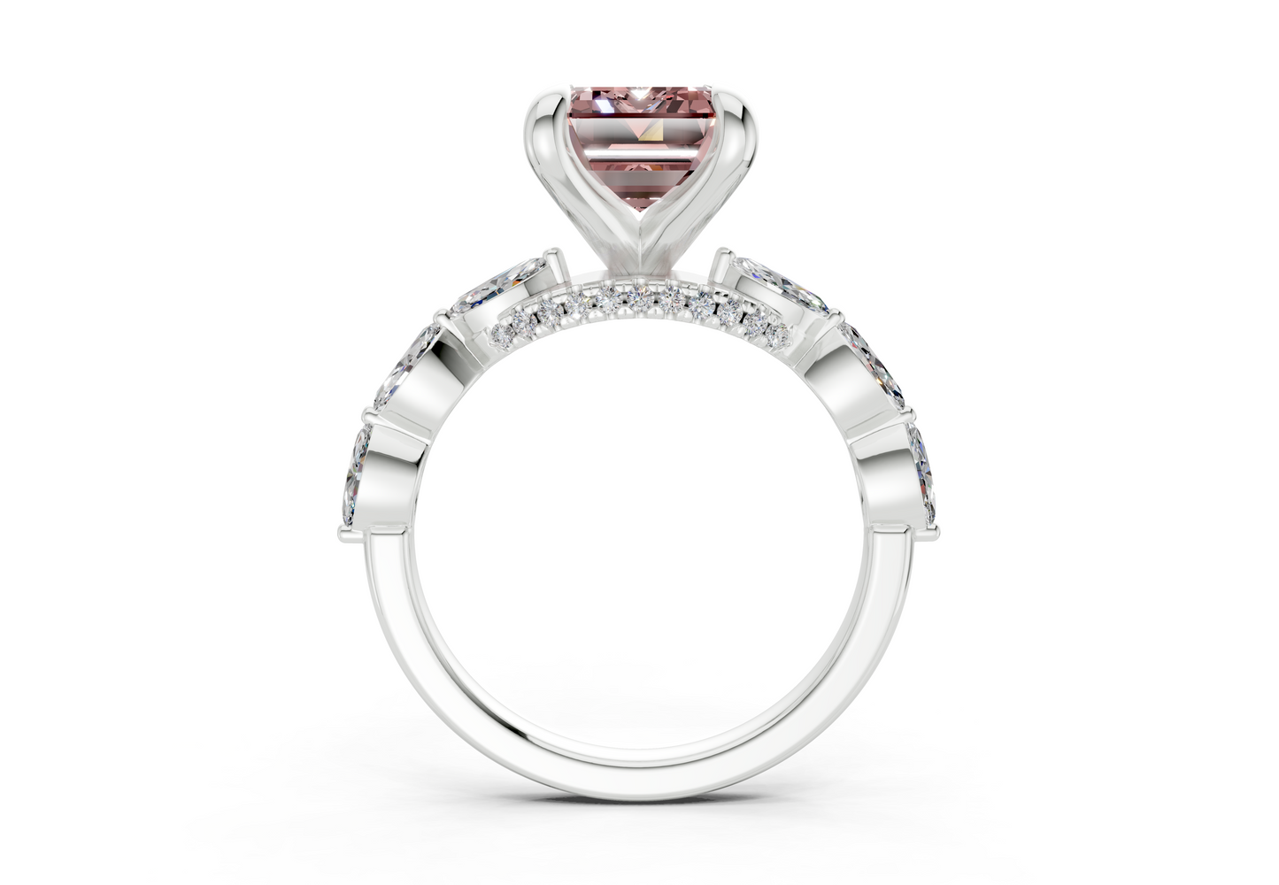 Liana Pink Diamond Accent Emerald Cut 2mm Engagement Ring