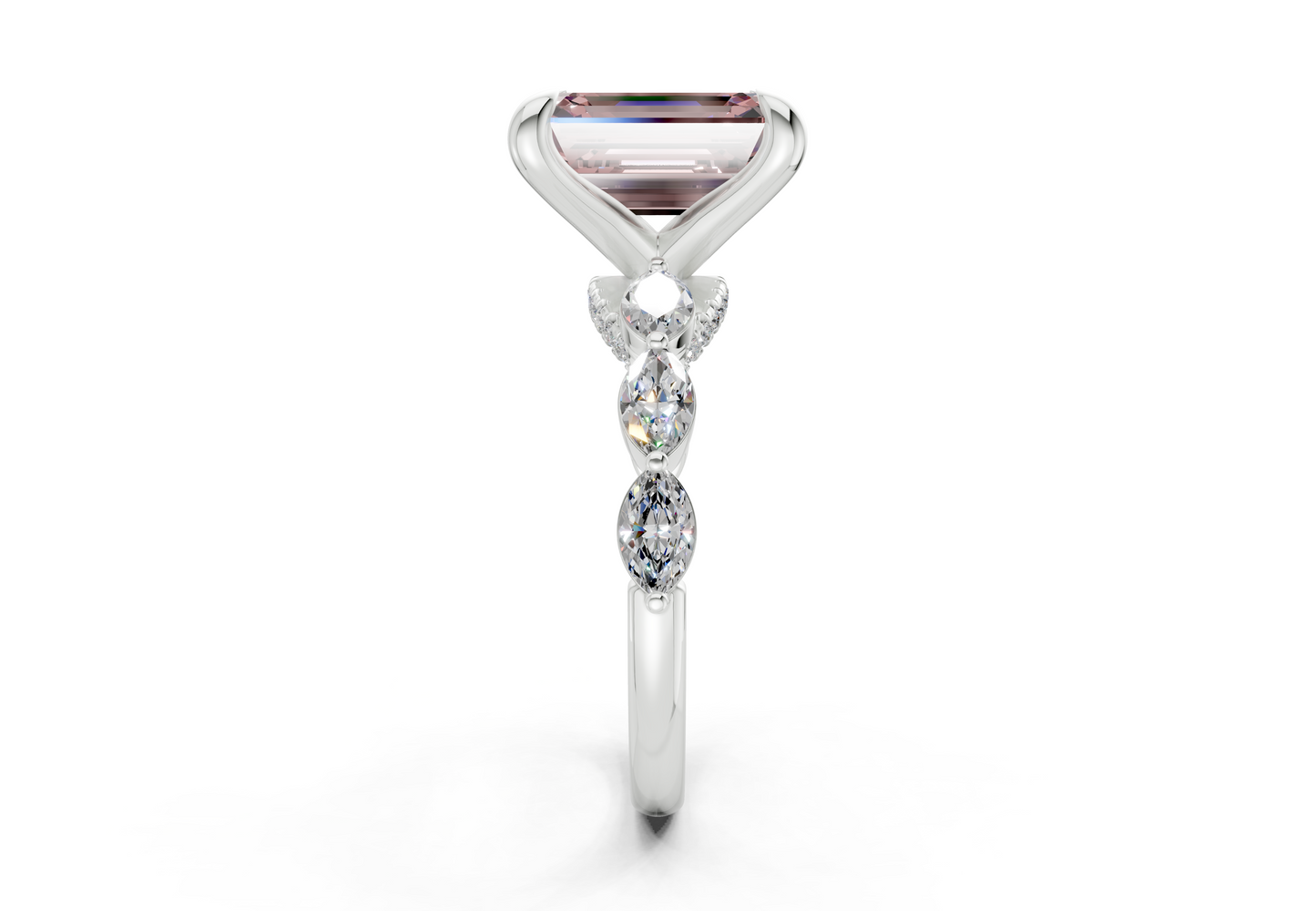 Liana Pink Diamond Accent Emerald Cut 2mm Engagement Ring