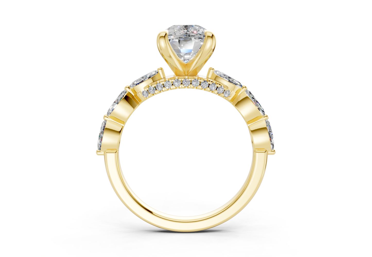 Liana Diamond Accent Elongated Cushion Cut 2mm Engagement Ring
