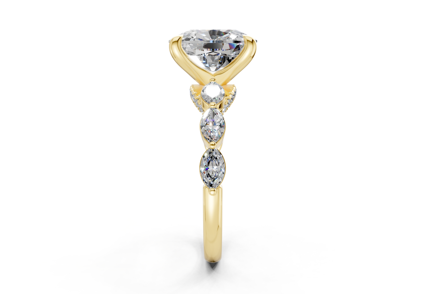 Liana Diamond Accent Elongated Cushion Cut 2mm Engagement Ring