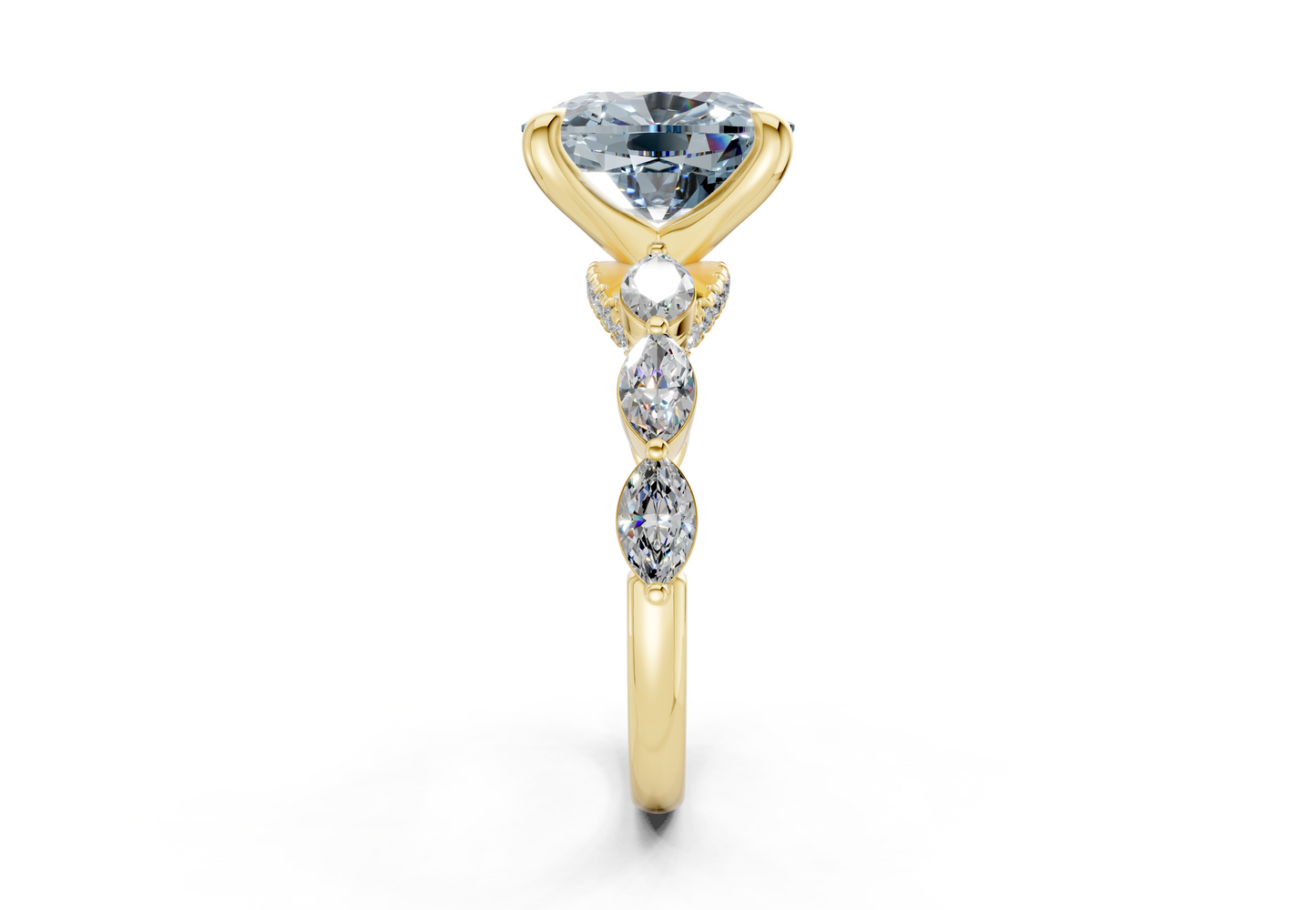 Liana Blue Diamond Accent Elongated Cushion Cut 2mm Engagement Ring