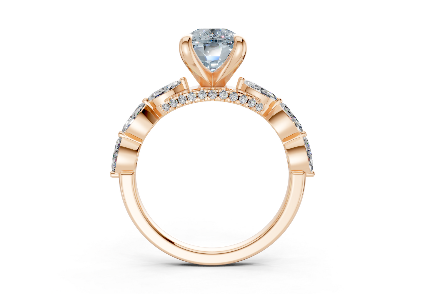 Liana Blue Diamond Accent Elongated Cushion Cut 2mm Engagement Ring