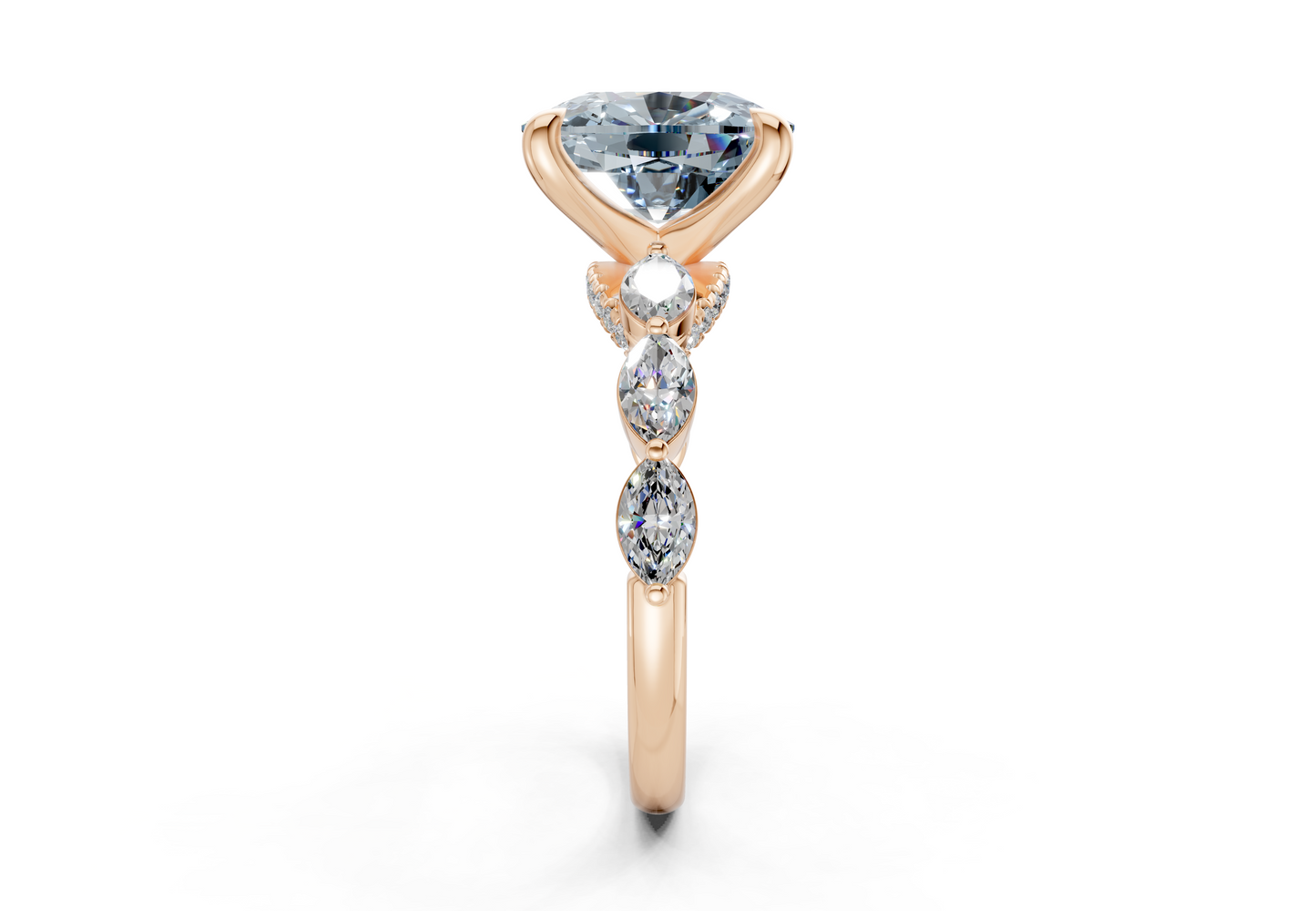 Liana Blue Diamond Accent Elongated Cushion Cut 2mm Engagement Ring