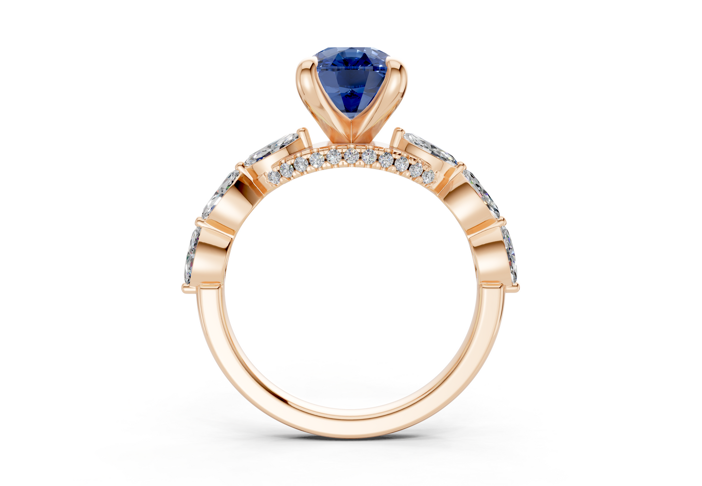 Liana Sapphire Gemstone Accent Elongated Cushion Cut 2mm Engagement Ring