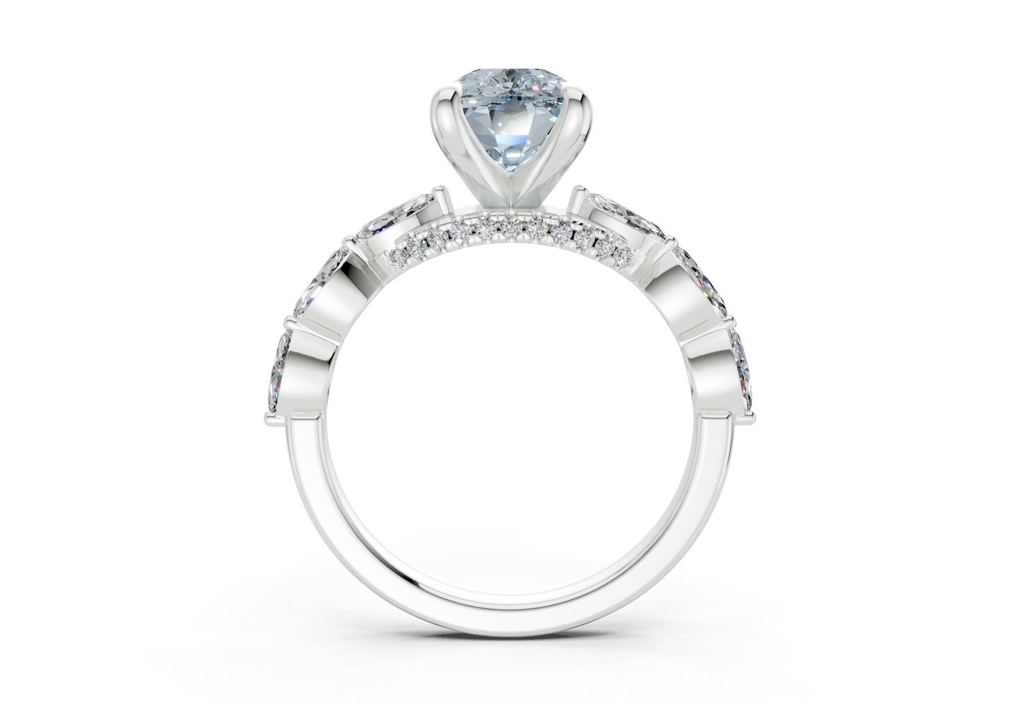 Liana Blue Diamond Accent Elongated Cushion Cut 2mm Engagement Ring