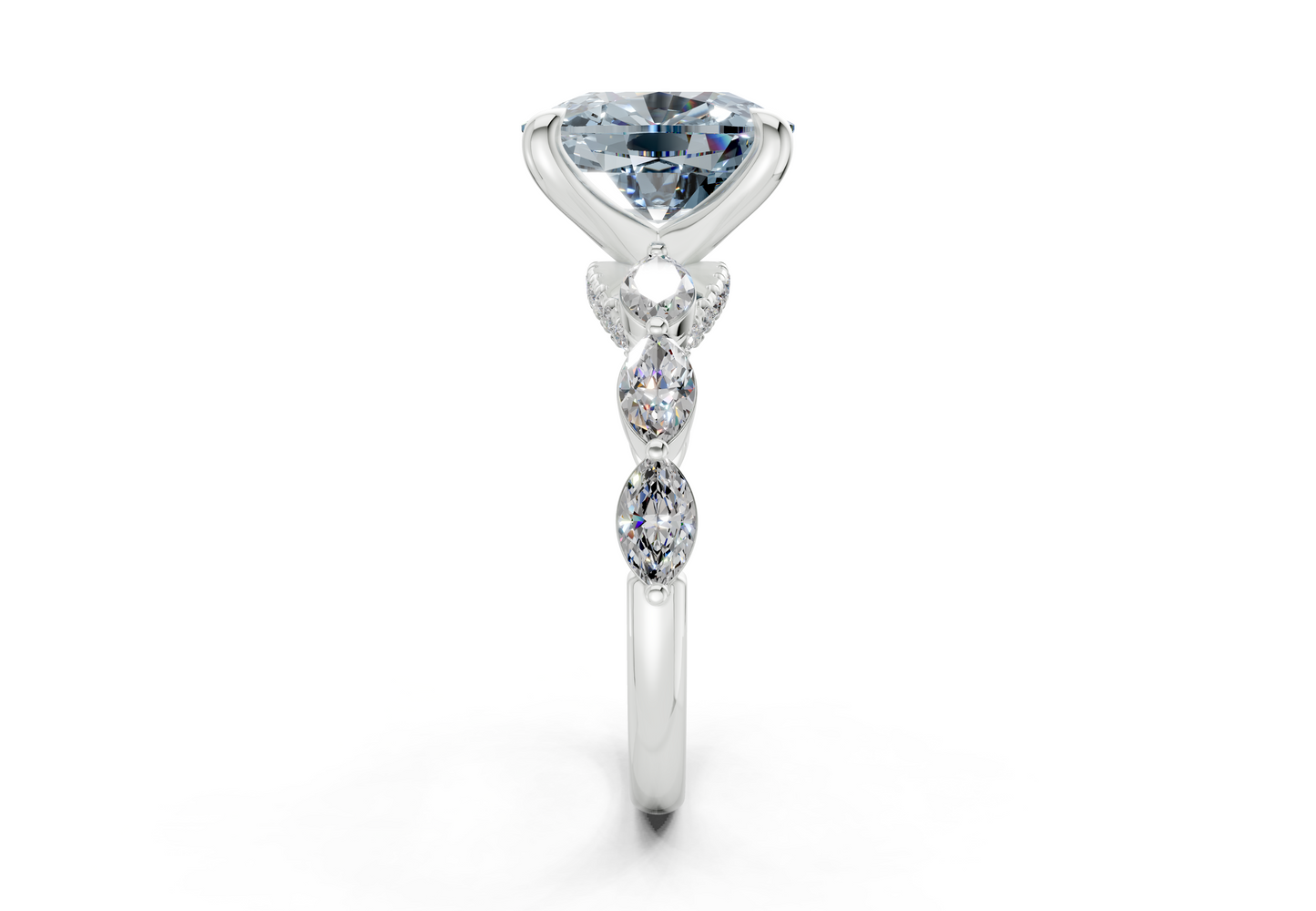 Liana Blue Diamond Accent Elongated Cushion Cut 2mm Engagement Ring
