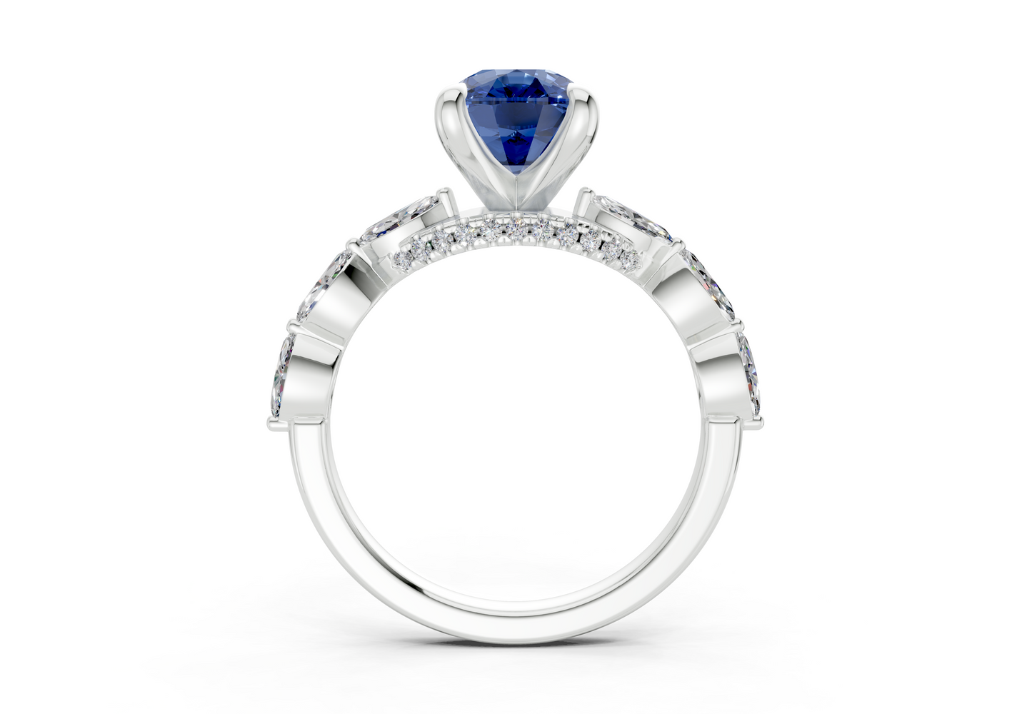 Liana Sapphire Gemstone Accent Elongated Cushion Cut 2mm Engagement Ring