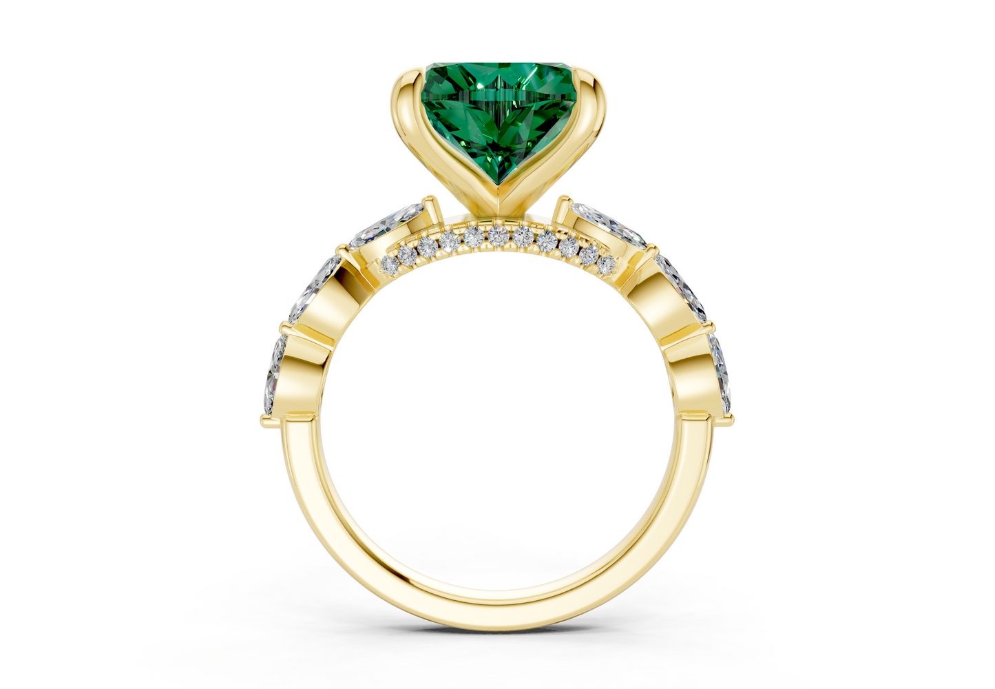 Liana Emerald Gemstone Accent Heart Cut 2mm Engagement Ring