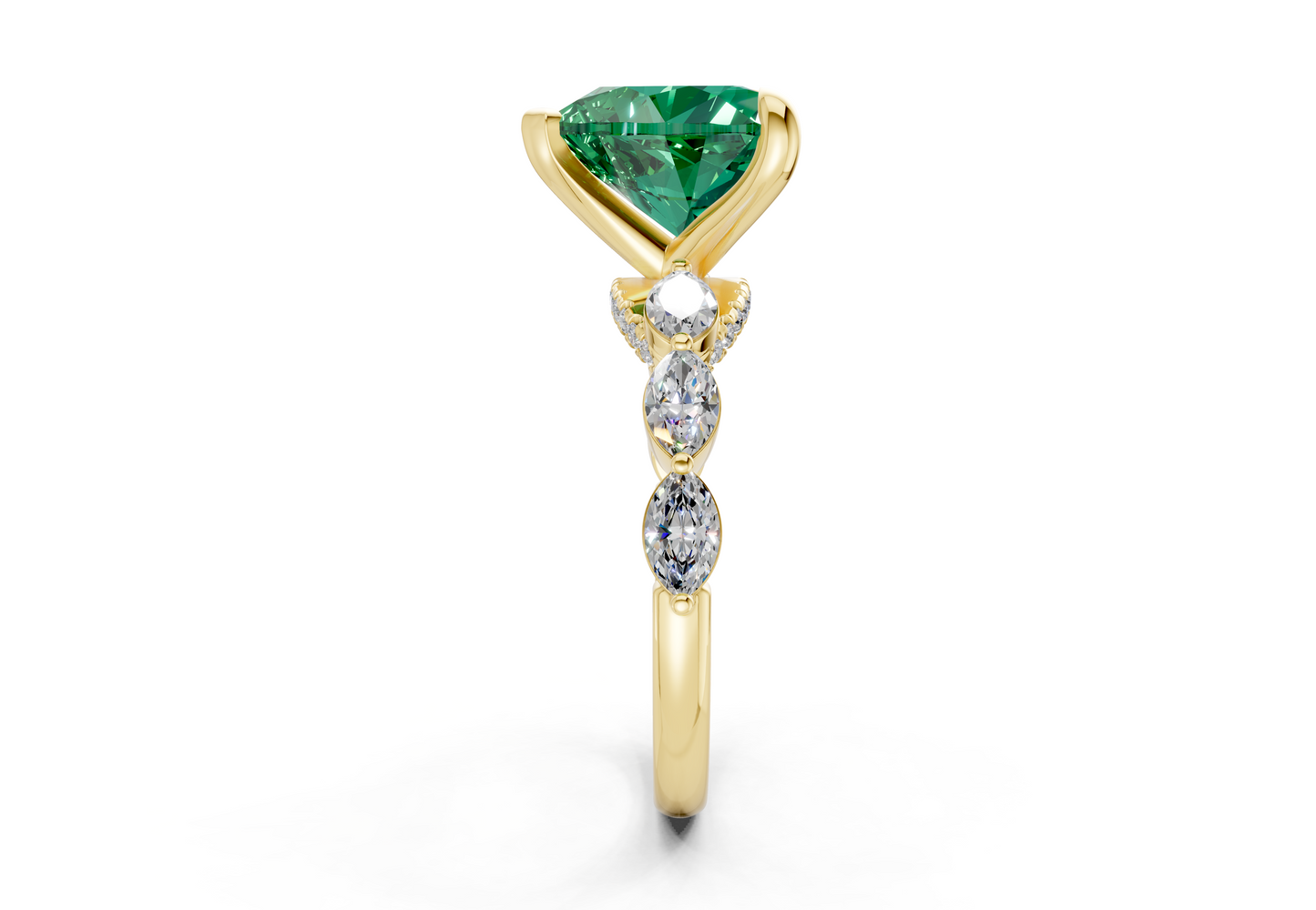 Liana Emerald Gemstone Accent Heart Cut 2mm Engagement Ring