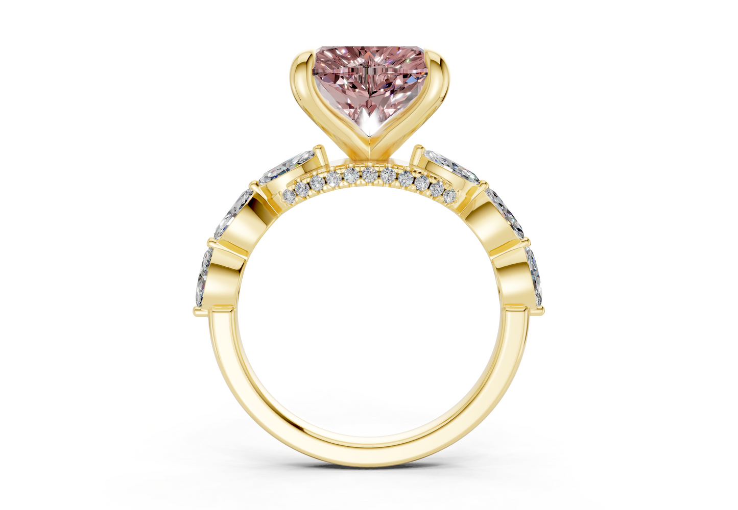 Liana Pink Diamond Accent Heart Cut 2mm Engagement Ring