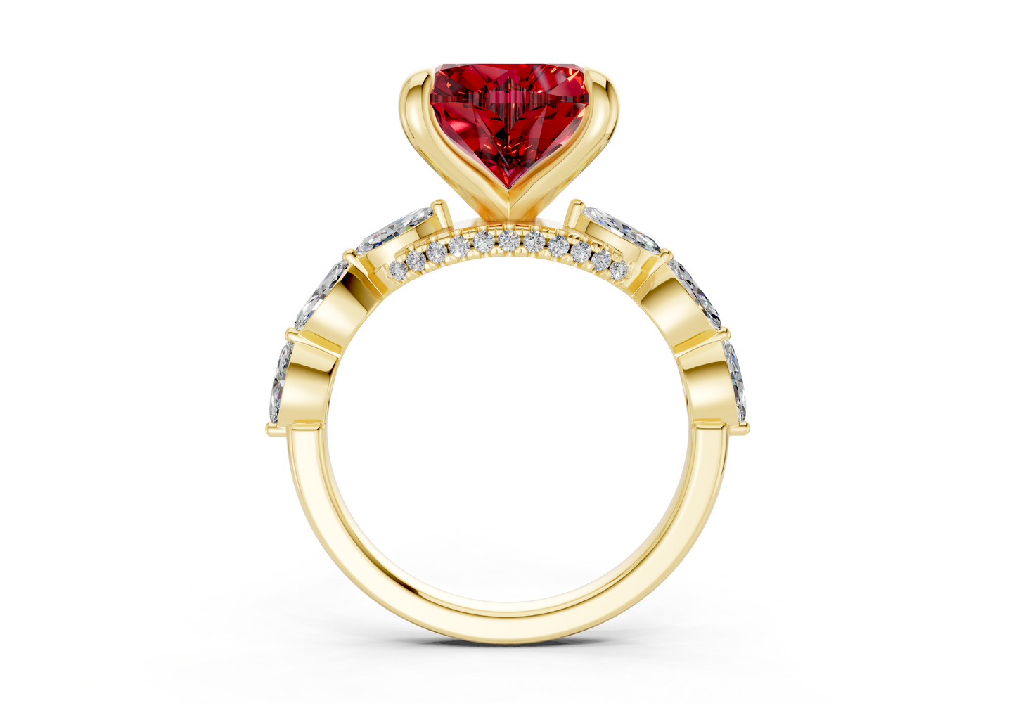 Liana Ruby Gemstone Accent Heart Cut 2mm Engagement Ring