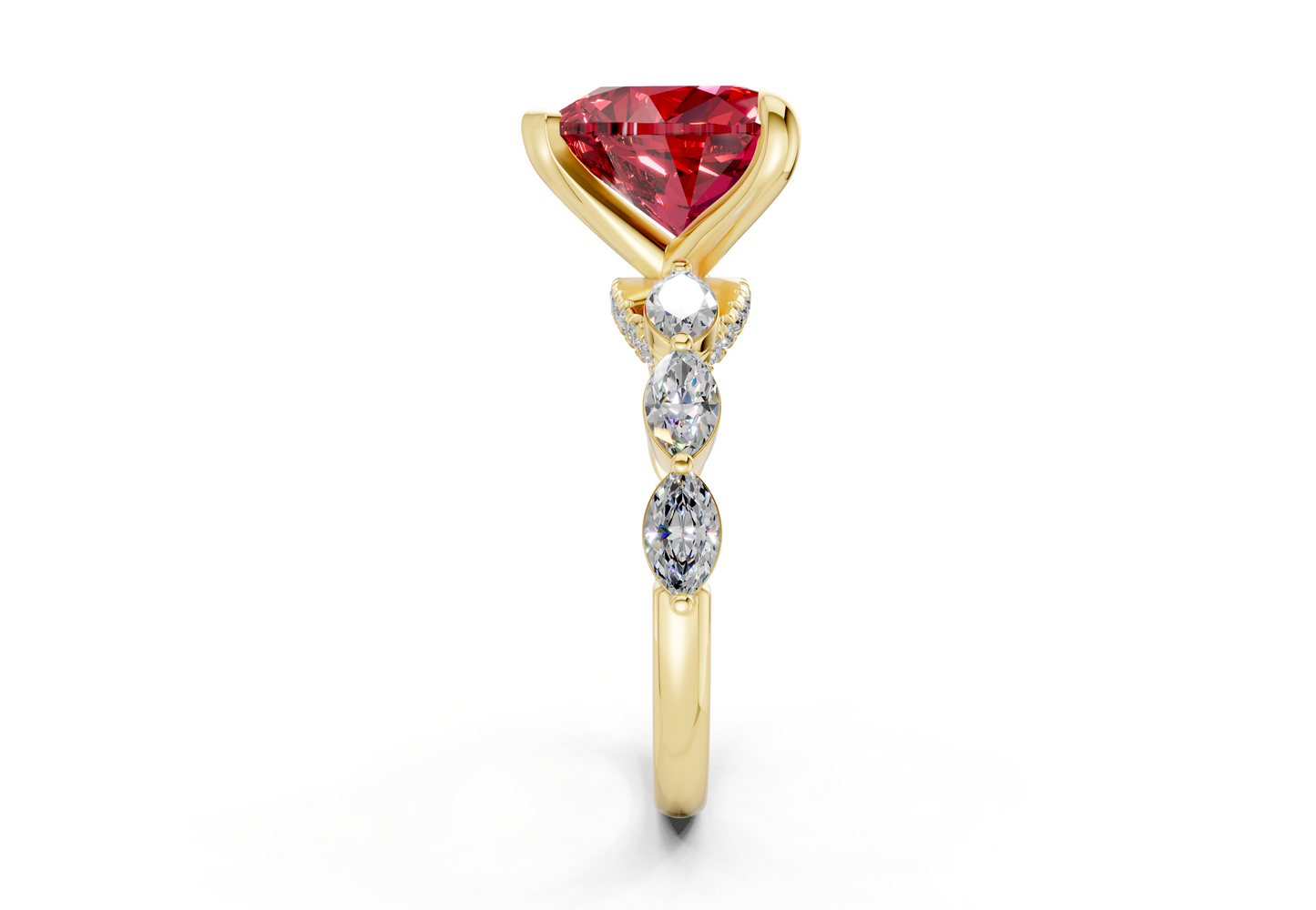 Liana Ruby Gemstone Accent Heart Cut 2mm Engagement Ring