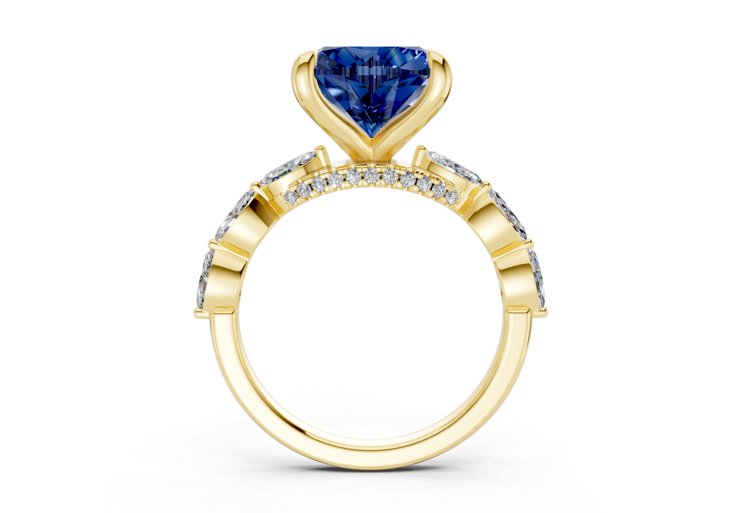 Liana Sapphire Gemstone Accent Heart Cut 2mm Engagement Ring
