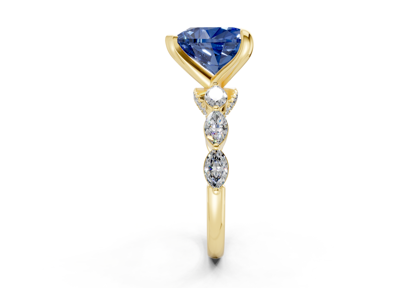 Liana Sapphire Gemstone Accent Heart Cut 2mm Engagement Ring