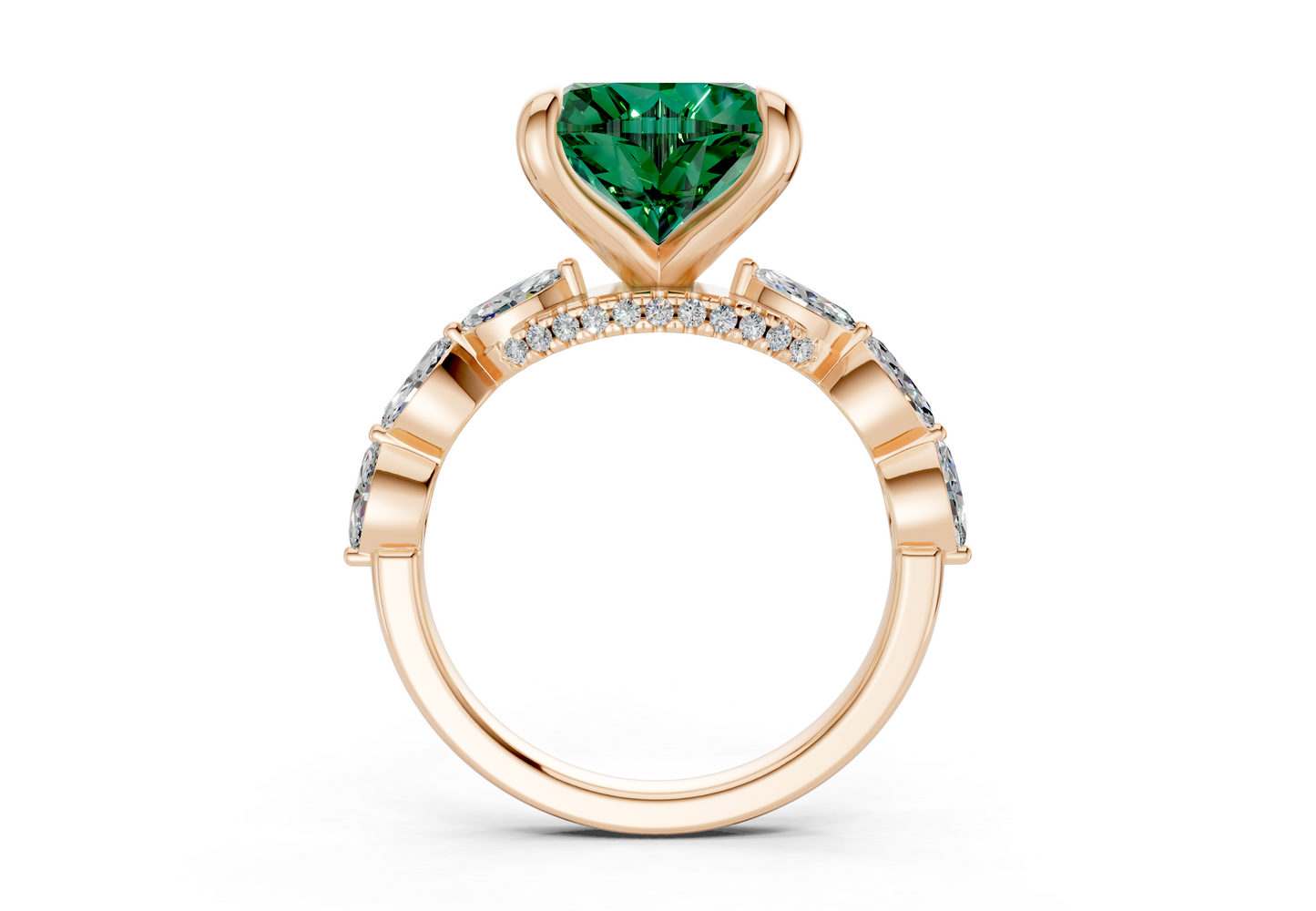 Liana Emerald Gemstone Accent Heart Cut 2mm Engagement Ring