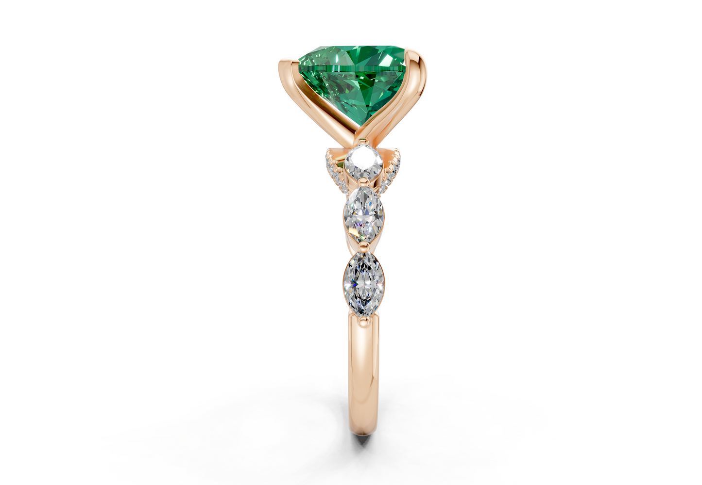 Liana Emerald Gemstone Accent Heart Cut 2mm Engagement Ring