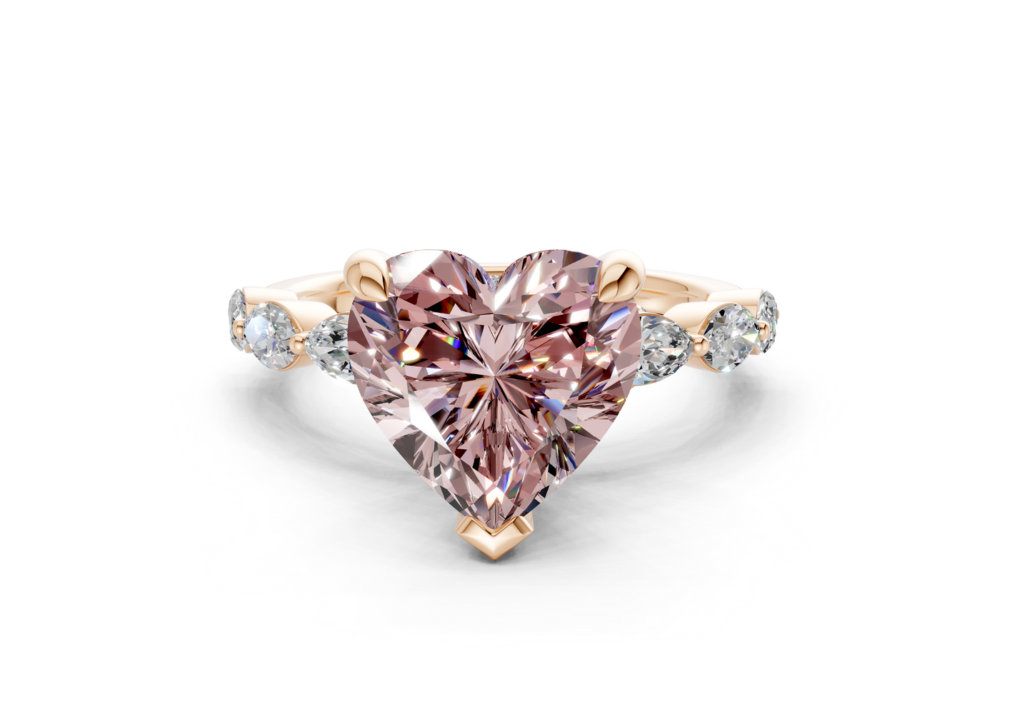 Liana Pink Diamond Accent Heart Cut 2mm Engagement Ring