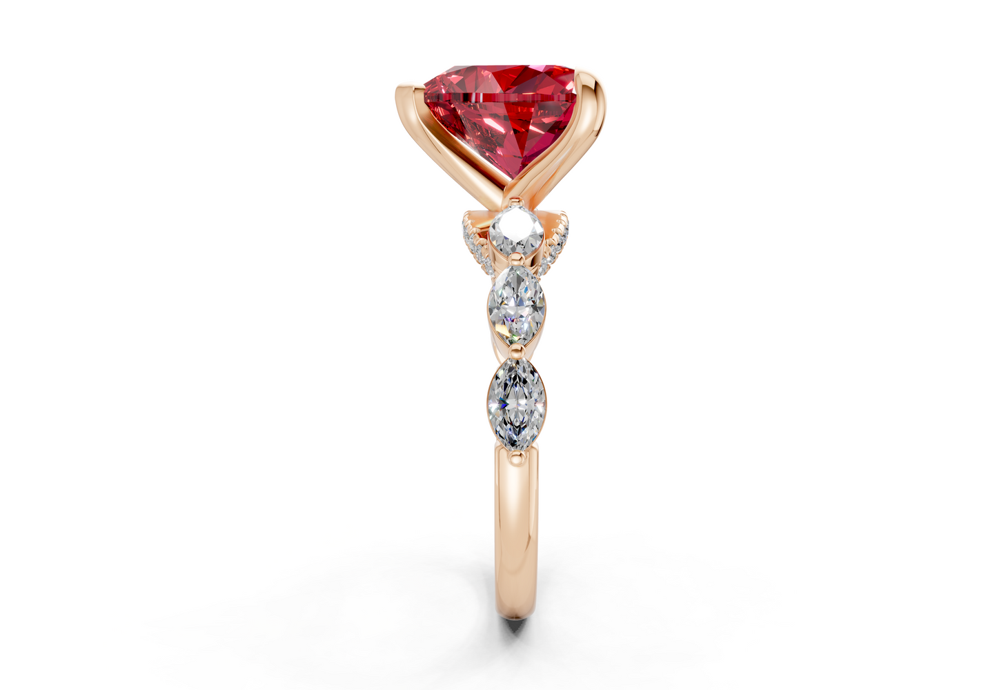 Liana Ruby Gemstone Accent Heart Cut 2mm Engagement Ring