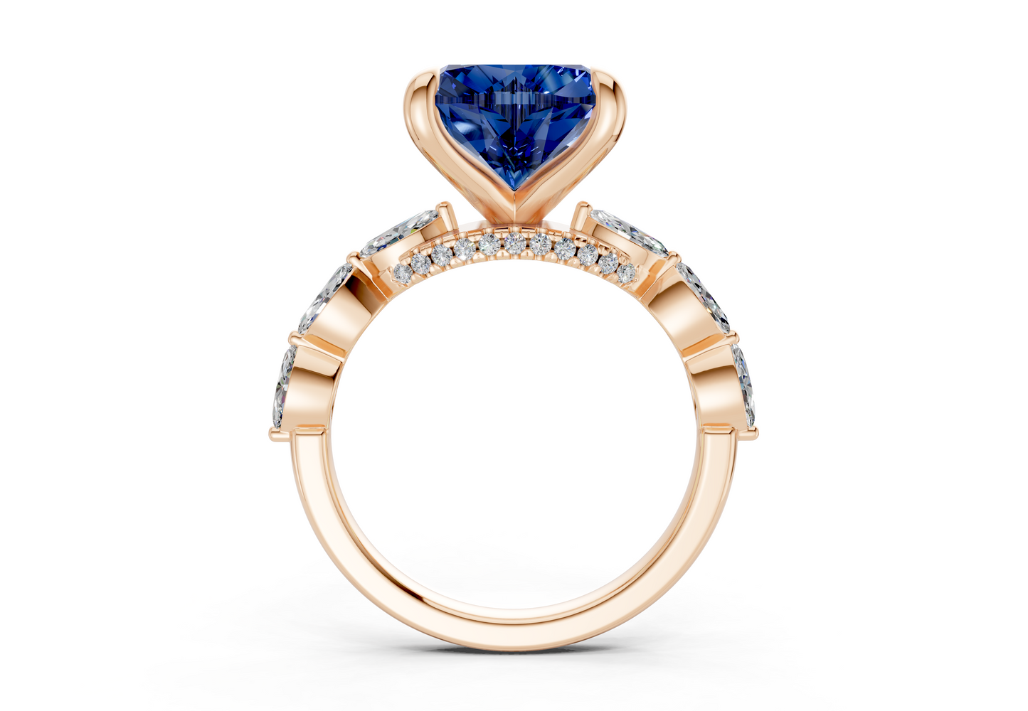 Liana Sapphire Gemstone Accent Heart Cut 2mm Engagement Ring