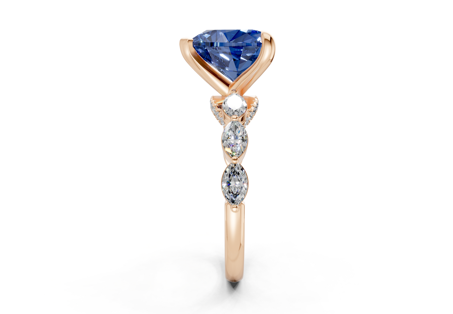 Liana Sapphire Gemstone Accent Heart Cut 2mm Engagement Ring