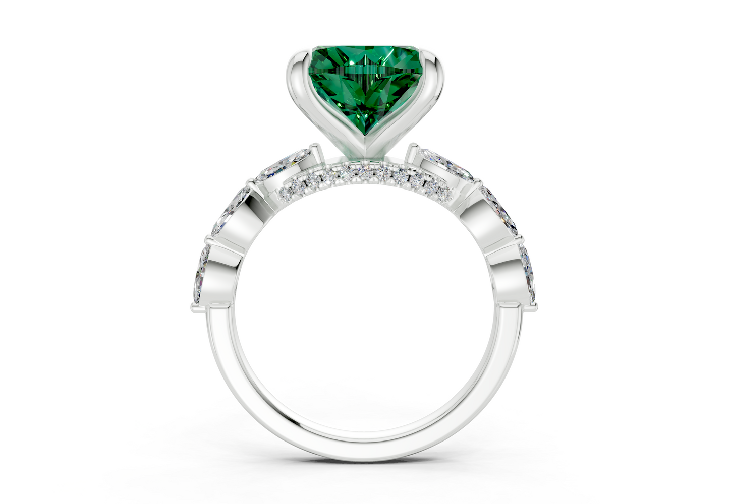 Liana Emerald Gemstone Accent Heart Cut 2mm Engagement Ring