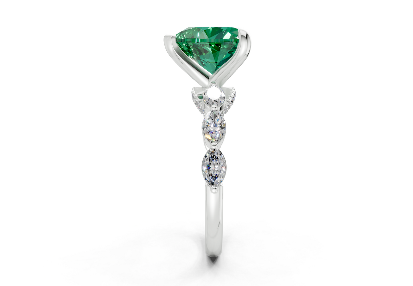 Liana Emerald Gemstone Accent Heart Cut 2mm Engagement Ring