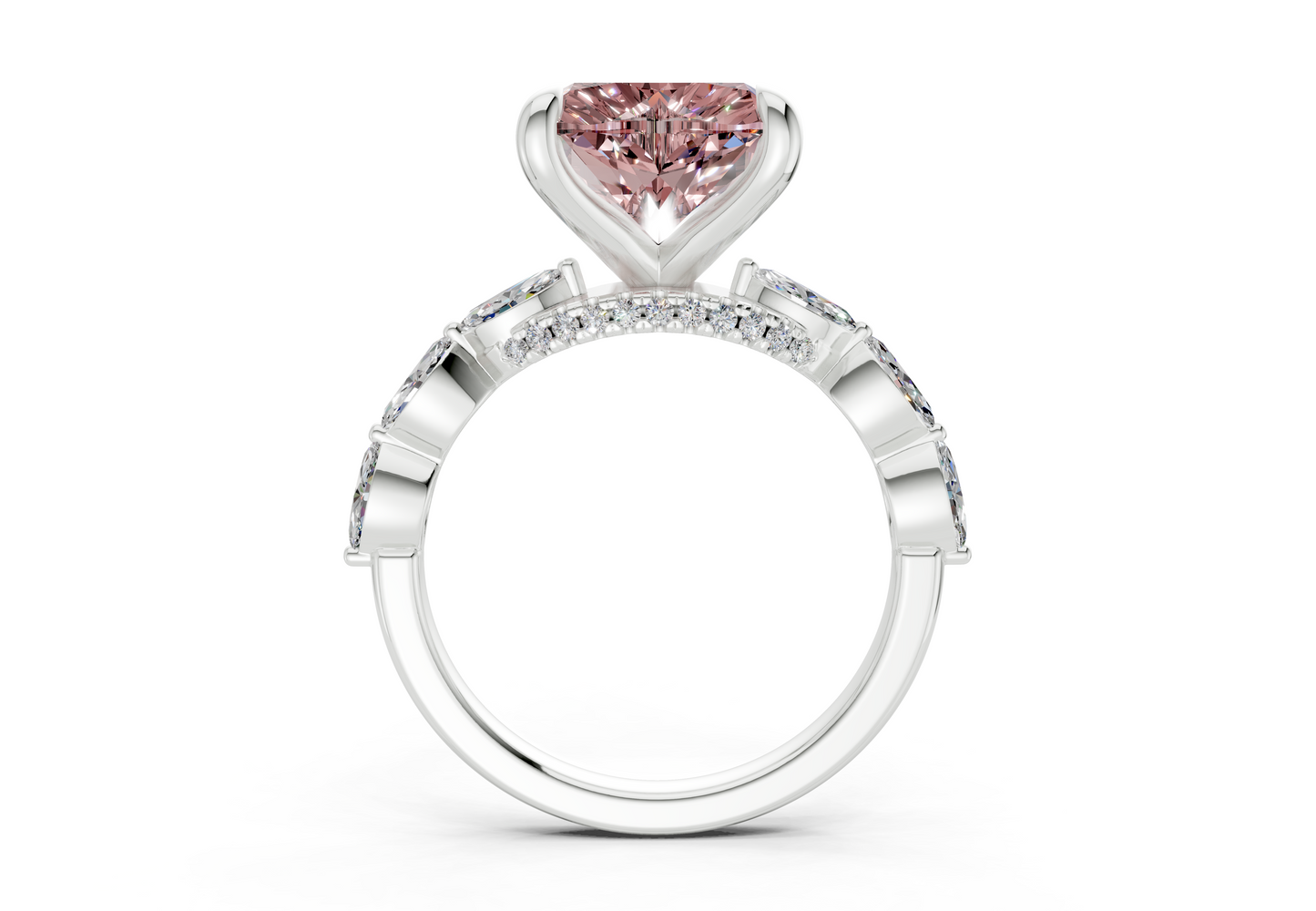 Liana Pink Diamond Accent Heart Cut 2mm Engagement Ring