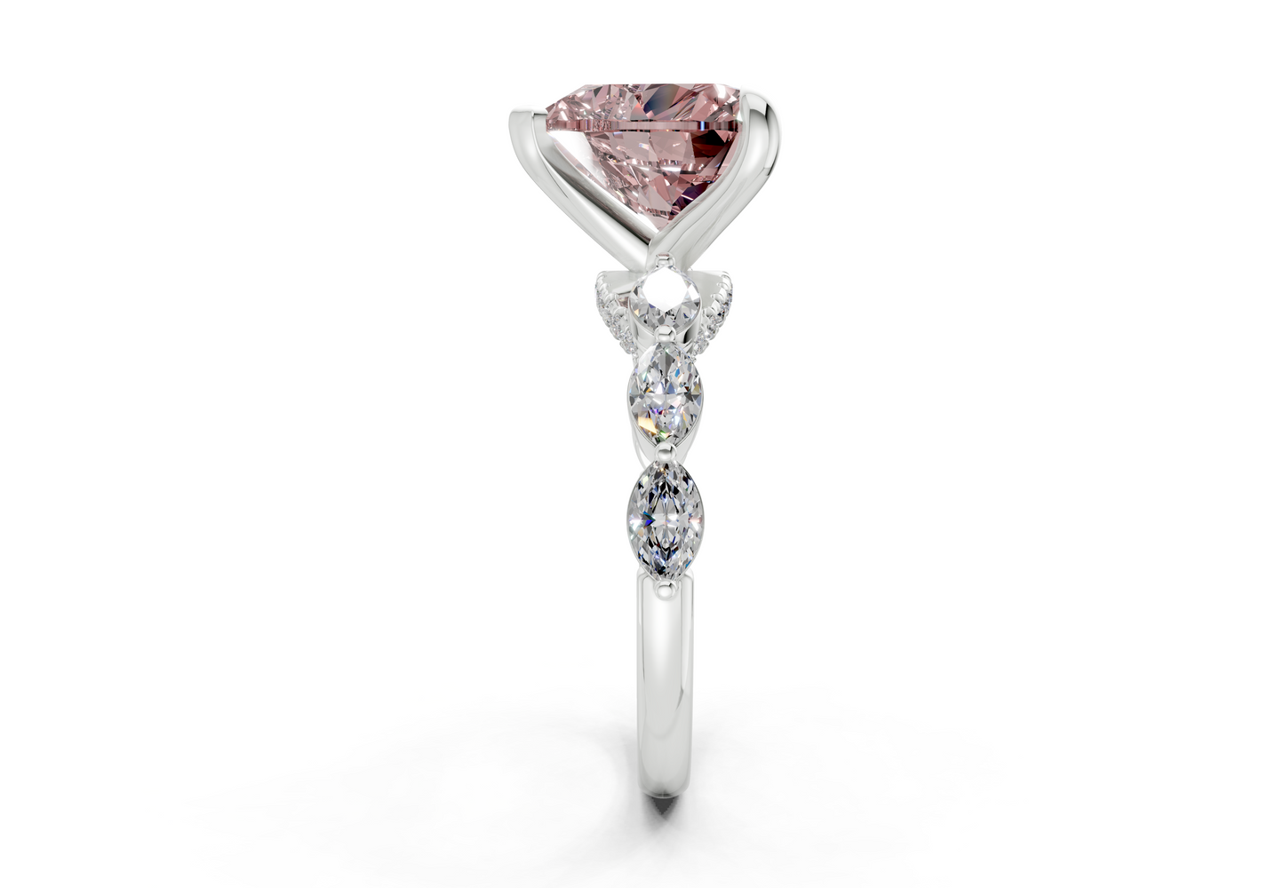 Liana Pink Diamond Accent Heart Cut 2mm Engagement Ring
