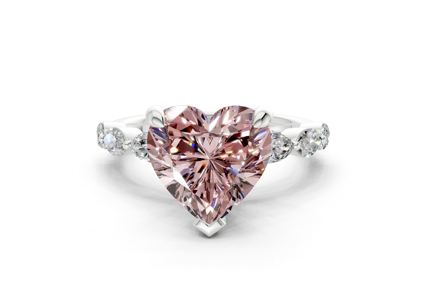 Liana Pink Diamond Accent Heart Cut 2mm Engagement Ring
