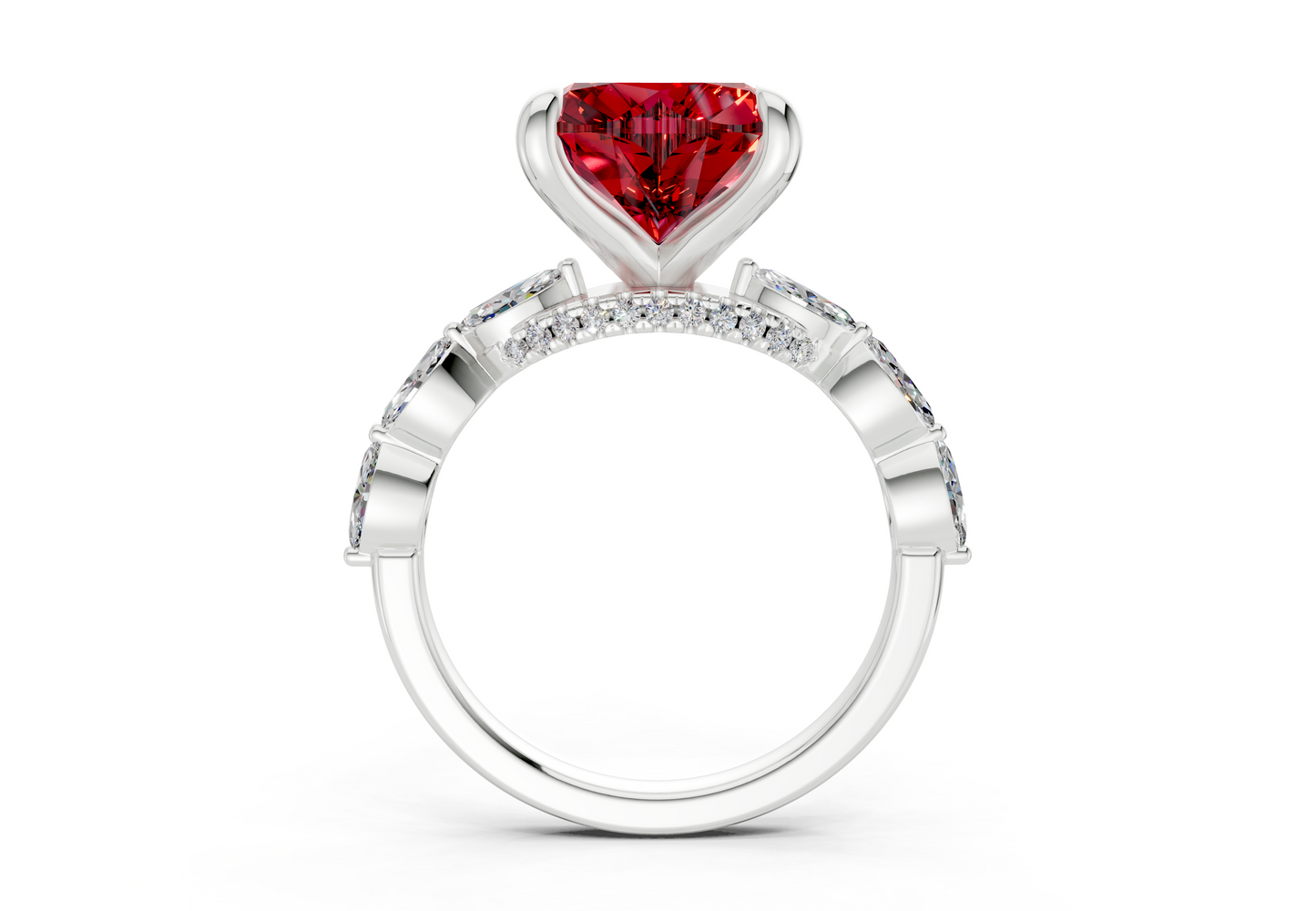 Liana Ruby Gemstone Accent Heart Cut 2mm Engagement Ring