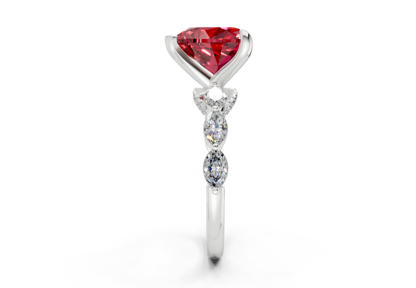 Liana Ruby Gemstone Accent Heart Cut 2mm Engagement Ring