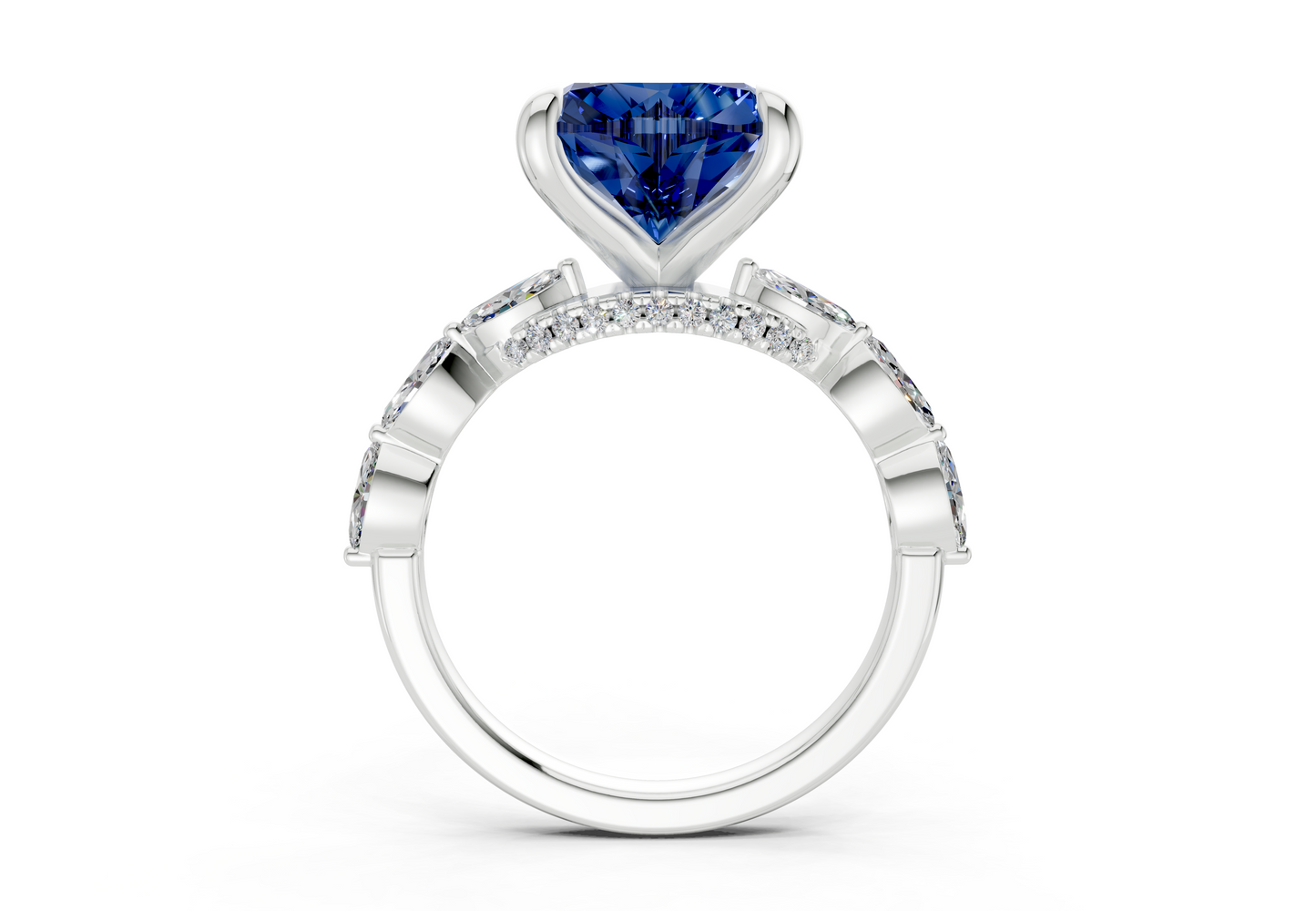 Liana Sapphire Gemstone Accent Heart Cut 2mm Engagement Ring