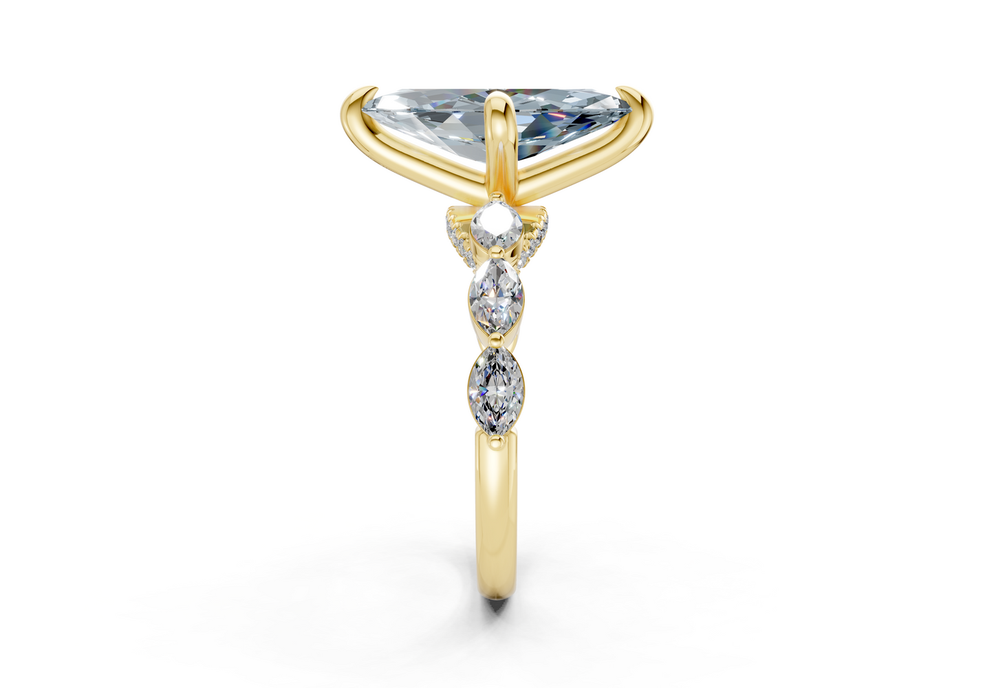 Liana Blue Diamond Accent Marquise Cut 2mm Engagement Ring